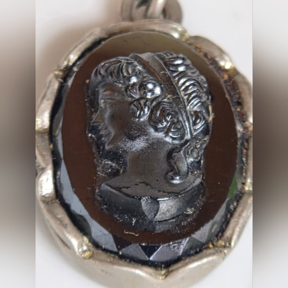 Vintage Black Cameo Pendant Left-facing